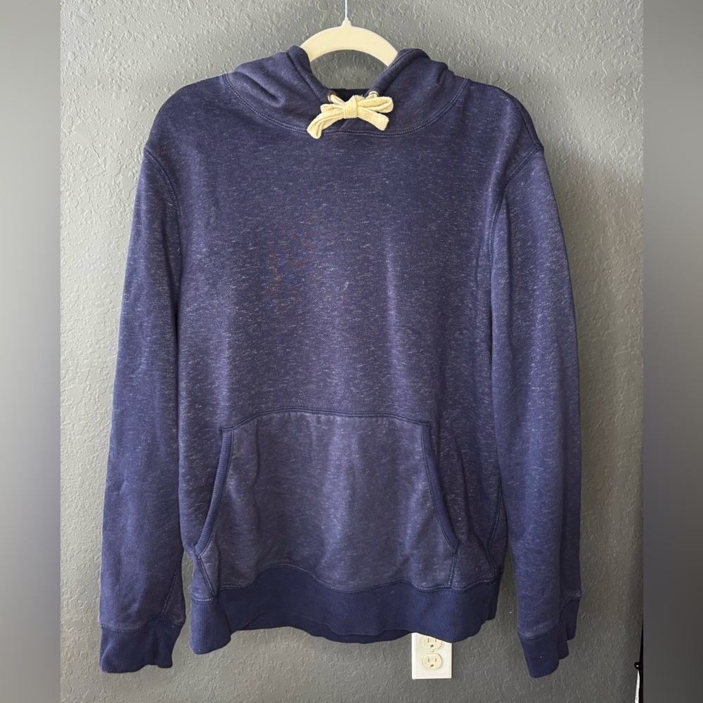 Blue Pullover Hoodie with Cream Drawstring | Cozy Casual Sweatshirt